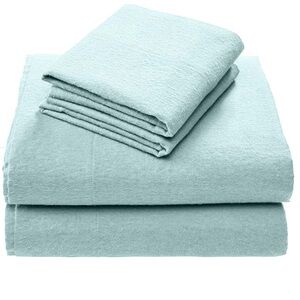 Comfort Spaces Cotton Flannel Breathable Warm Deep Pocket Sheets Queen, Aqua